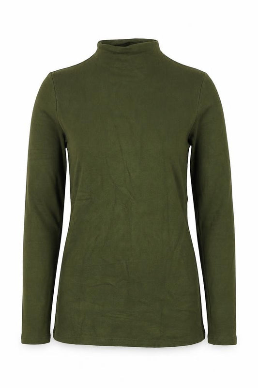Marks and Spencer Women Green Size 8 Heatgen Mock Neck Jersey Top