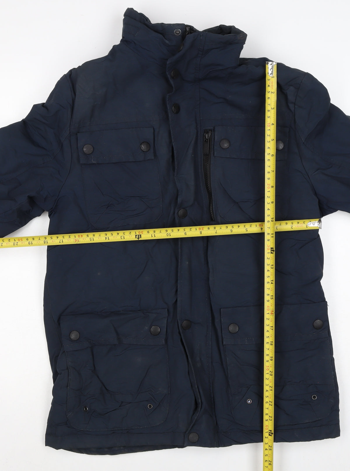Next Men's Navy Small Padded Military Jacket Zip Pocket Winter Coat