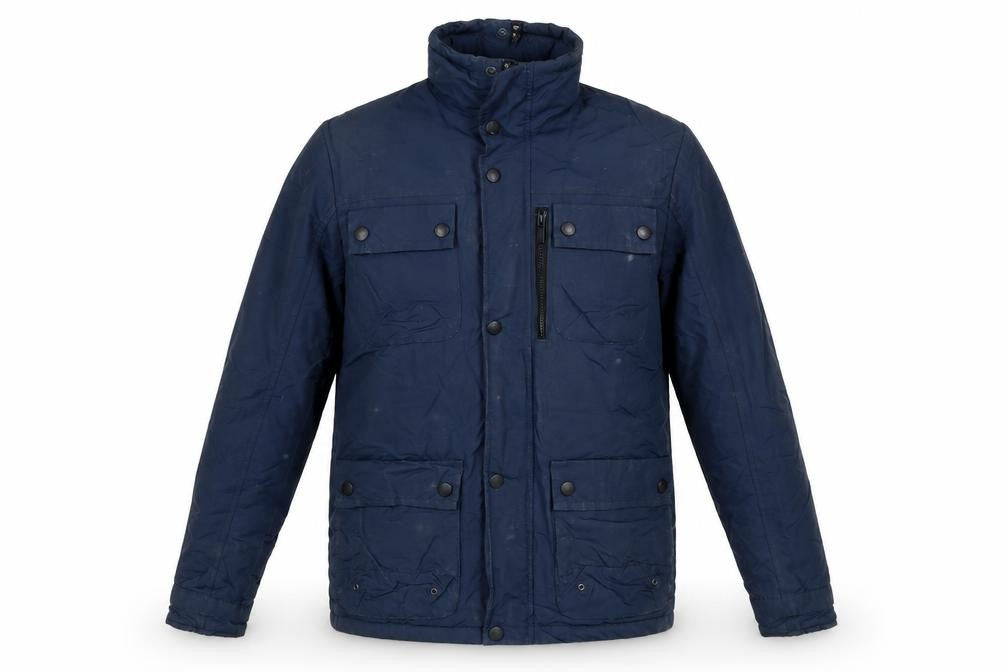 Next Men's Navy Small Padded Military Jacket Zip Pocket Winter Coat