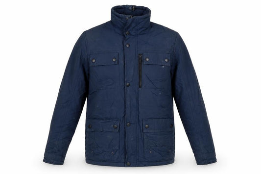 Next Men's Navy Small Padded Military Jacket Zip Pocket Winter Coat