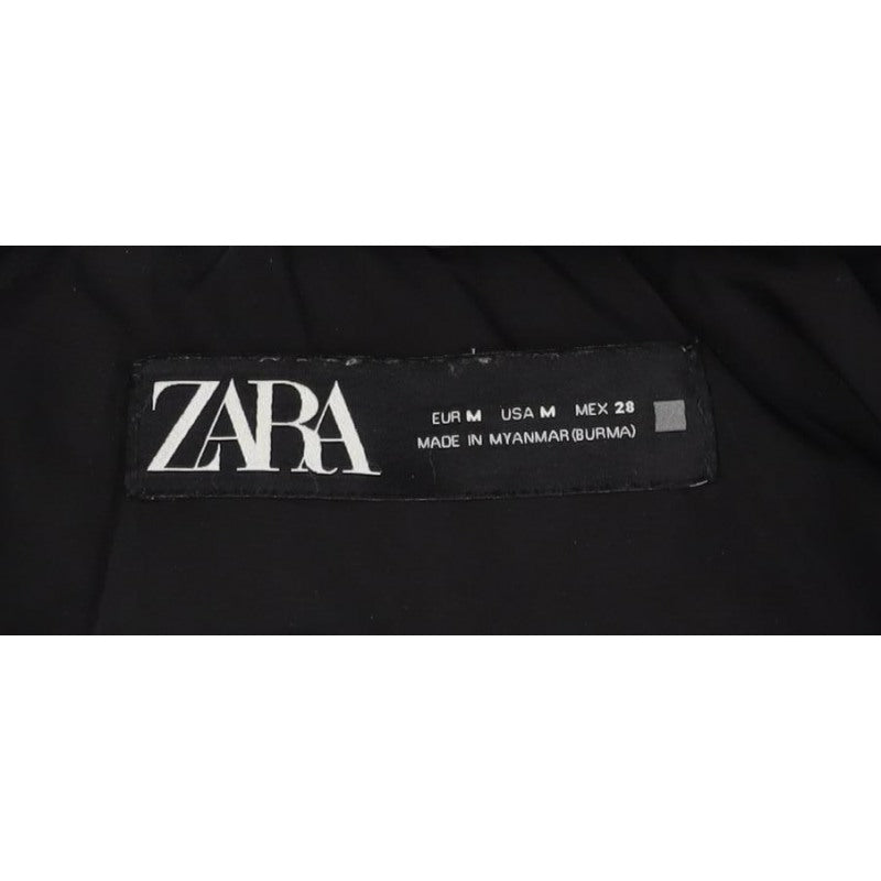 Zara Women’s Black M Hooded Puffer Jacket Short Zip