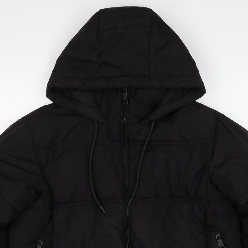 Zara Women’s Black M Hooded Puffer Jacket Short Zip