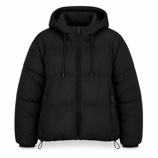 Zara Women’s Black M Hooded Puffer Jacket Short Zip