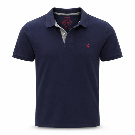 Joules Men's Blue Small Slim Fit Woody Logo Cotton Polo Shirt