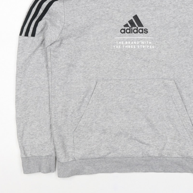 adidas Boys Grey 11-12 Years Pullover Hoodie Logo 3 Stripe