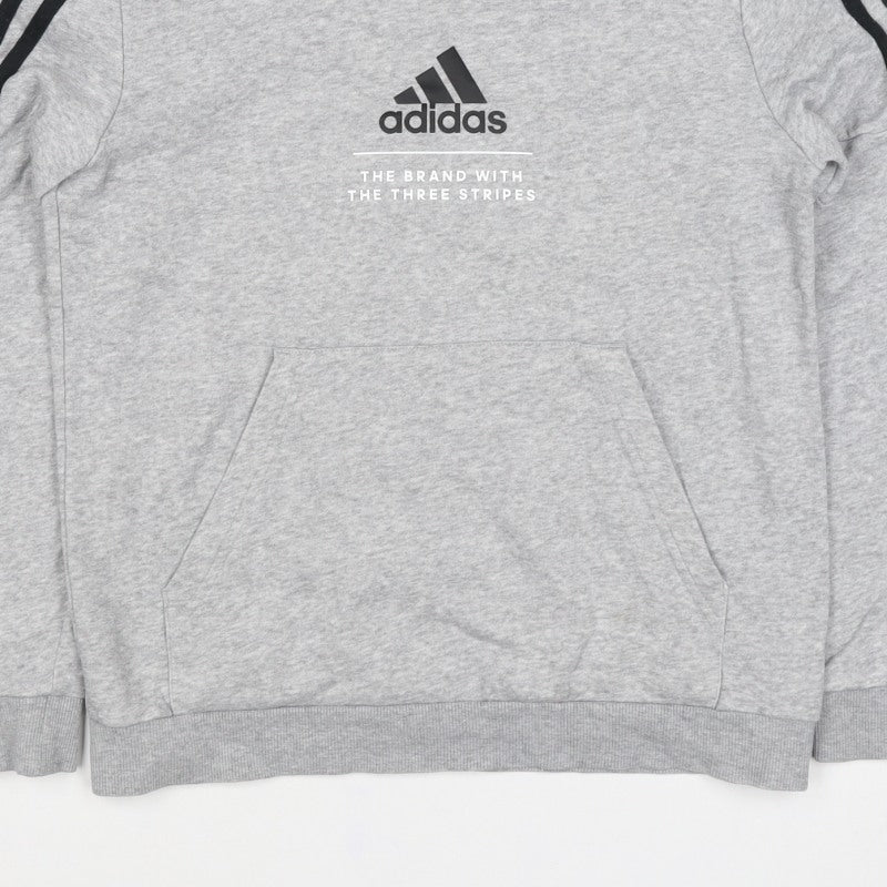 adidas Boys Grey 11-12 Years Pullover Hoodie Logo 3 Stripe