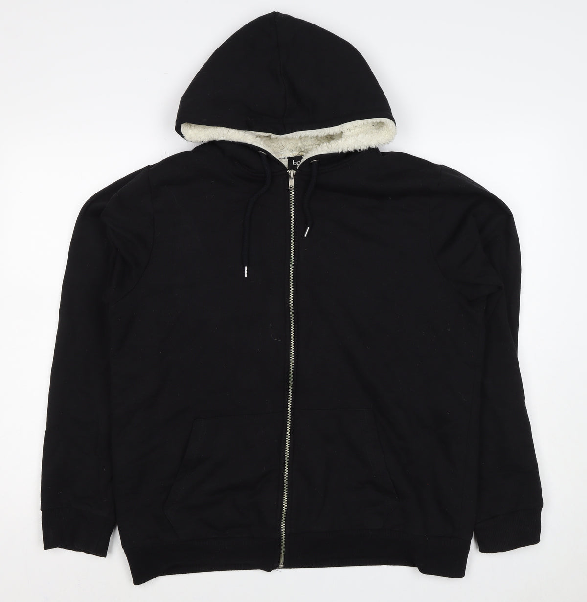 BoohooMAN Men’s Black XL Borg Lined Full Zip Hoodie