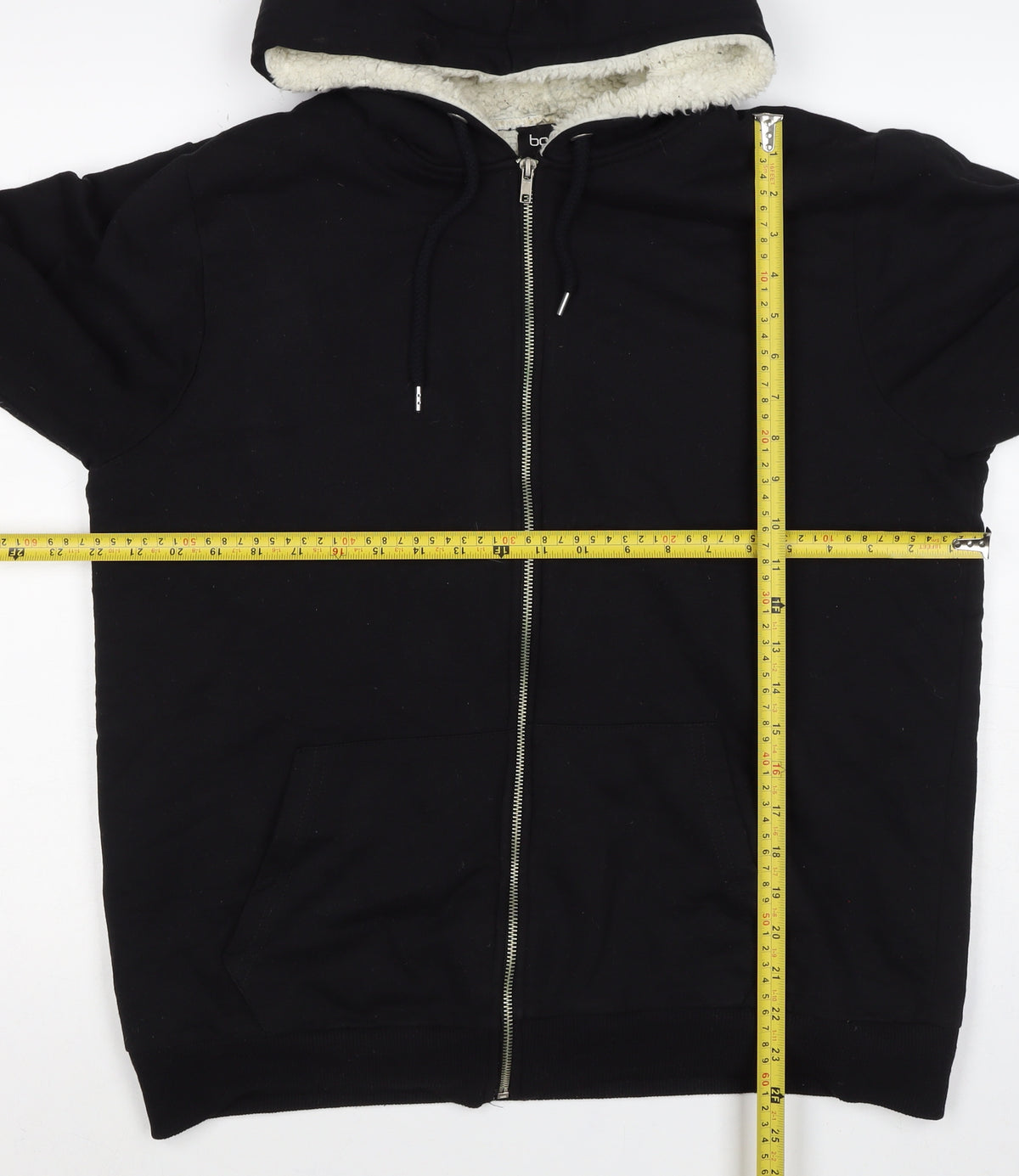 BoohooMAN Men’s Black XL Borg Lined Full Zip Hoodie