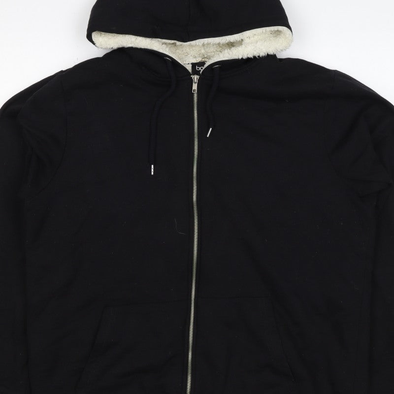 BoohooMAN Men’s Black XL Borg Lined Full Zip Hoodie