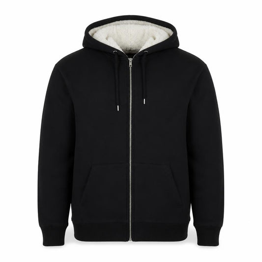 BoohooMAN Men’s Black XL Borg Lined Full Zip Hoodie