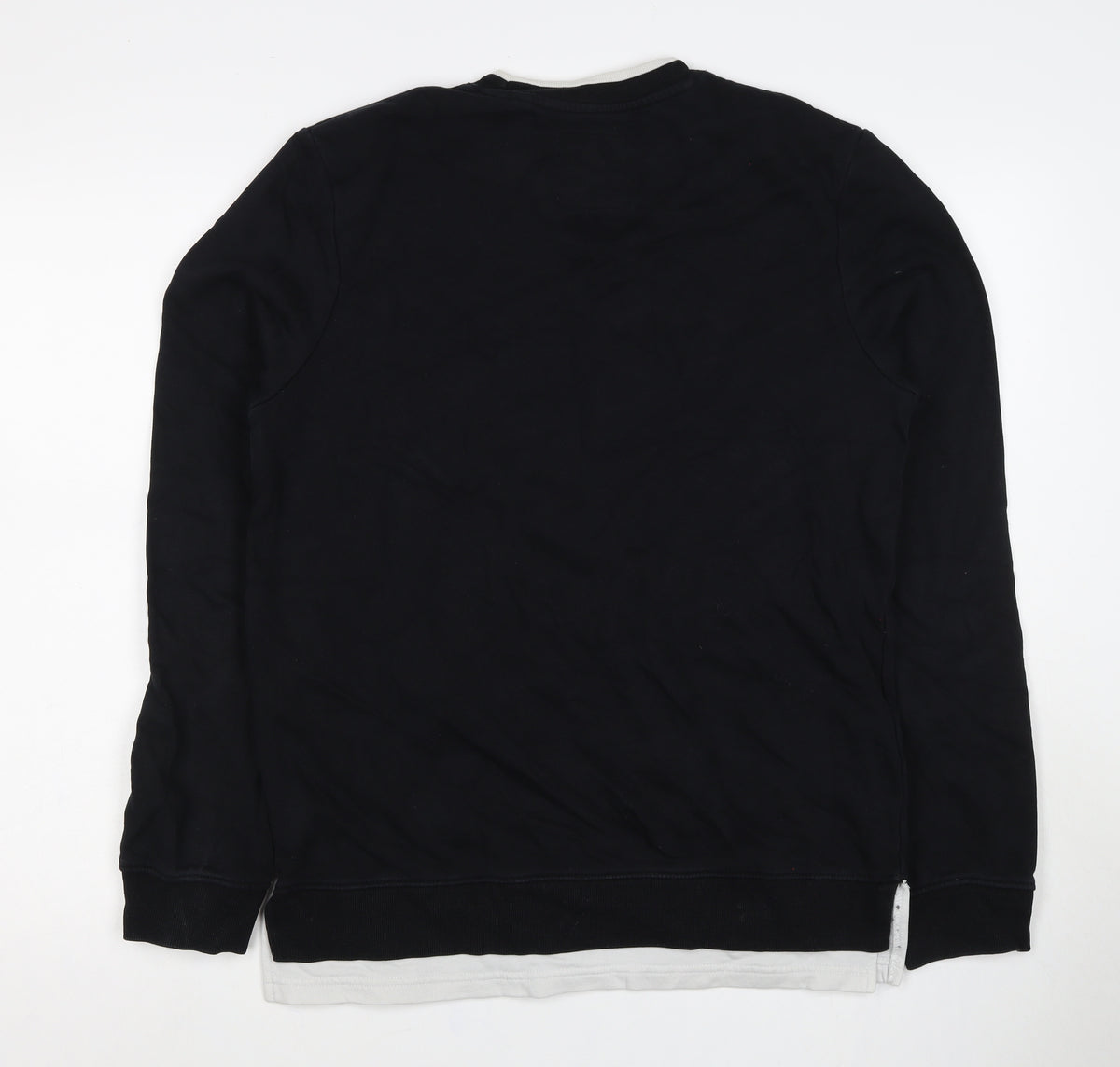 Clockhouse Men’s Black S Crew Neck Layered Hem Pullover Sweatshirt