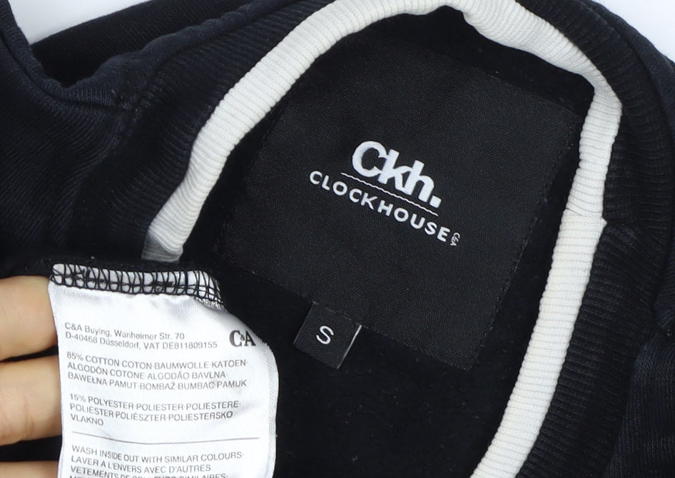Clockhouse Men’s Black S Crew Neck Layered Hem Pullover Sweatshirt