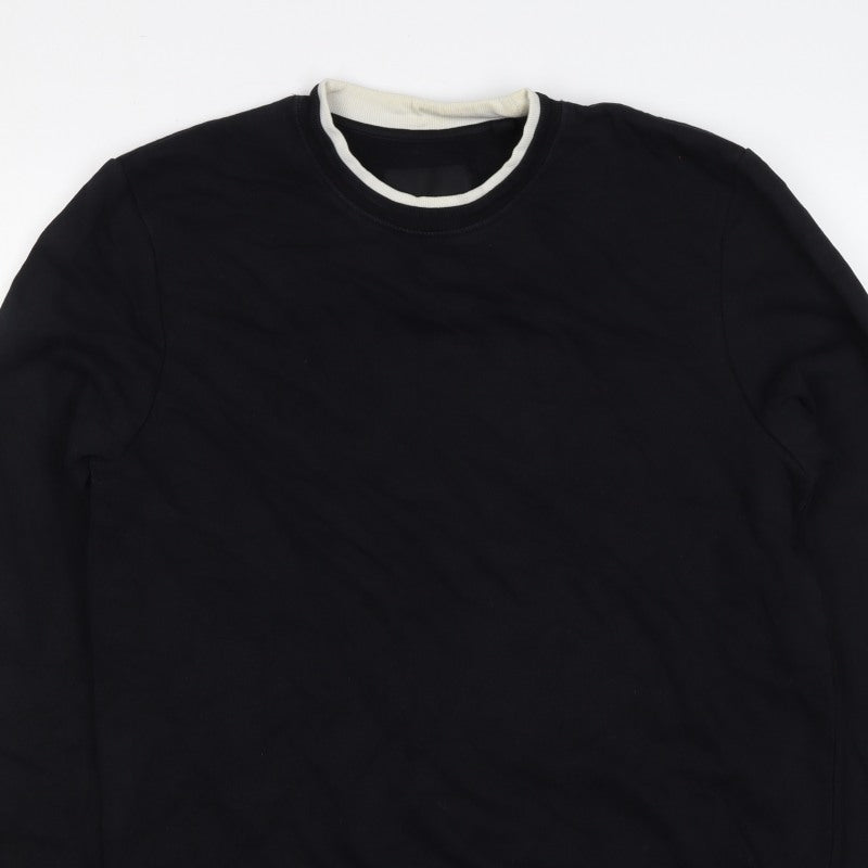 Clockhouse Men’s Black S Crew Neck Layered Hem Pullover Sweatshirt