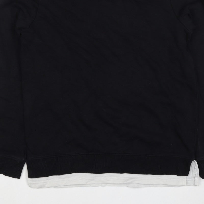 Clockhouse Men’s Black S Crew Neck Layered Hem Pullover Sweatshirt