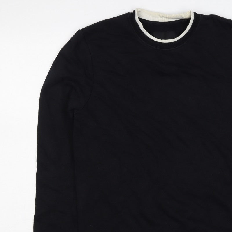 Clockhouse Men’s Black S Crew Neck Layered Hem Pullover Sweatshirt