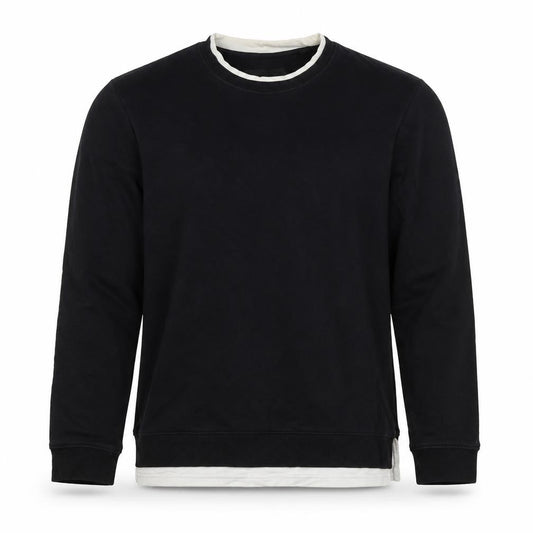 Clockhouse Men’s Black S Crew Neck Layered Hem Pullover Sweatshirt