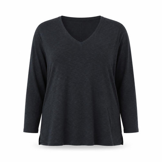 Per Una Women’s Black UK 18 V-Neck Long Sleeve Modal T-Shirt