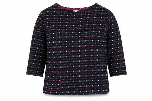 White Stuff Women Black Stripe Cotton Long Sleeve Top UK 12 Reversible
