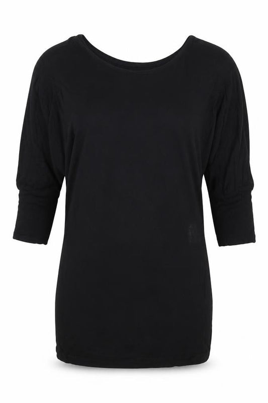 Joe Browns Women Black M Stretch Jersey Tunic 3/4 Balloon Sleeve