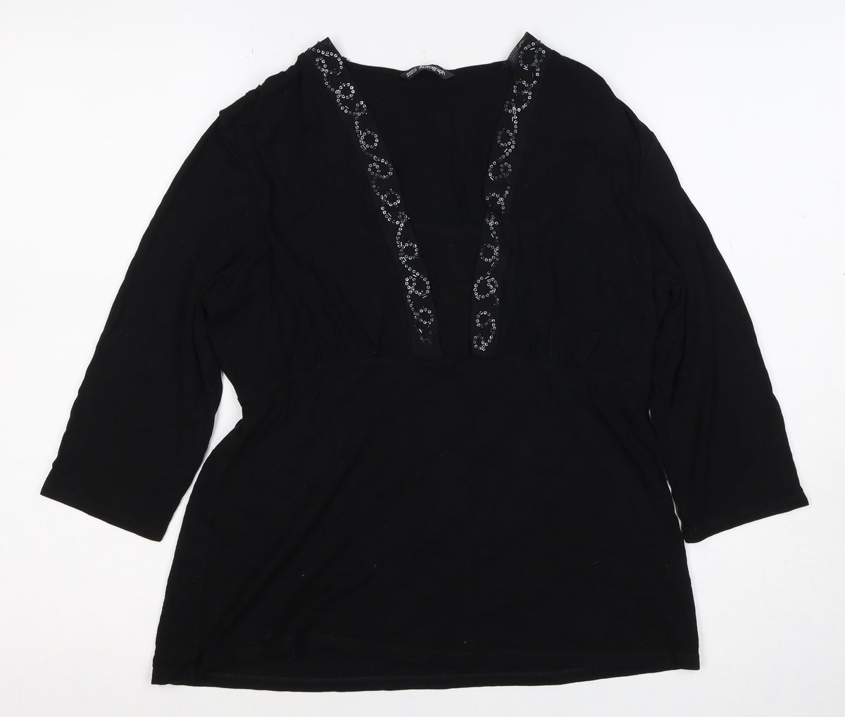 Marks & Spencer Autograph Women Black Sequin V-Neck Tunic UK 18