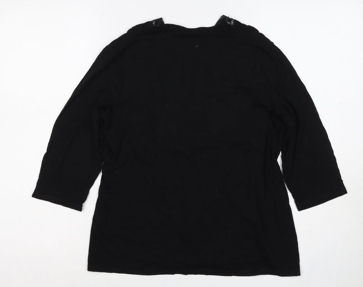 Marks & Spencer Autograph Women Black Sequin V-Neck Tunic UK 18