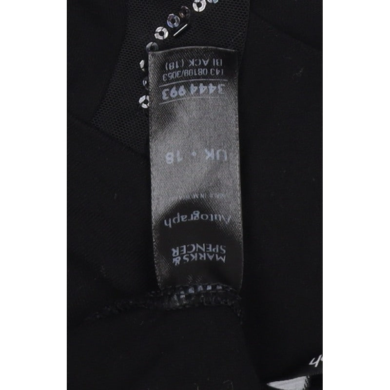 Marks & Spencer Autograph Women Black Sequin V-Neck Tunic UK 18