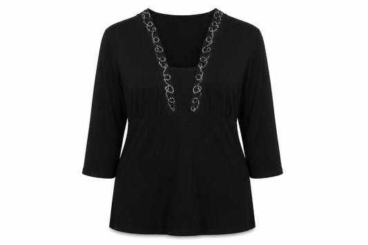 Marks & Spencer Autograph Women Black Sequin V-Neck Tunic UK 18