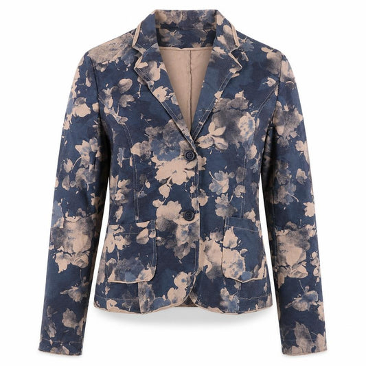Joe Browns Women’s Blue Floral Cotton Blazer UK 12/14 Two Button