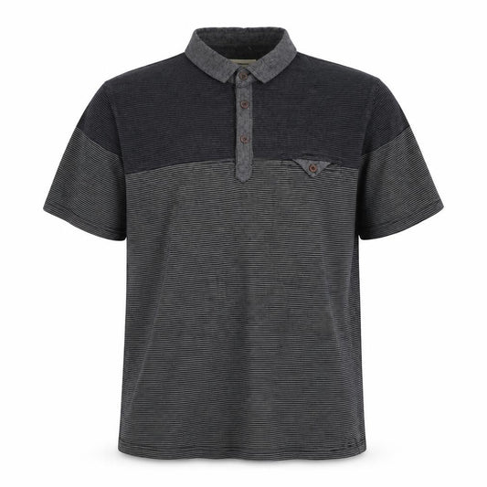 Barkers Men’s Grey Striped Cotton Polo Shirt XL Short Sleeve