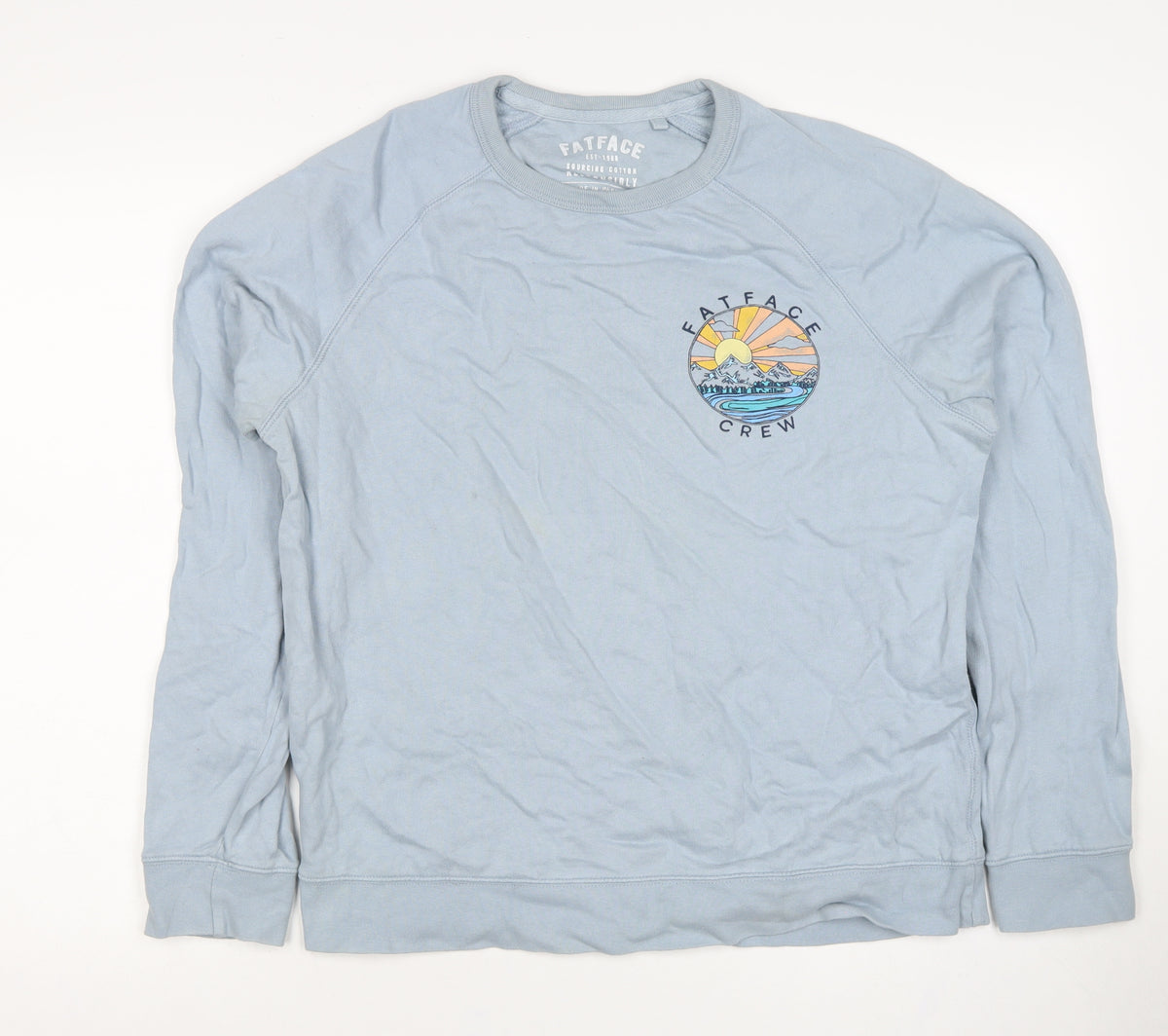 FatFace Men’s Blue S Graphic Logo Crew Neck Pullover Sweatshirt