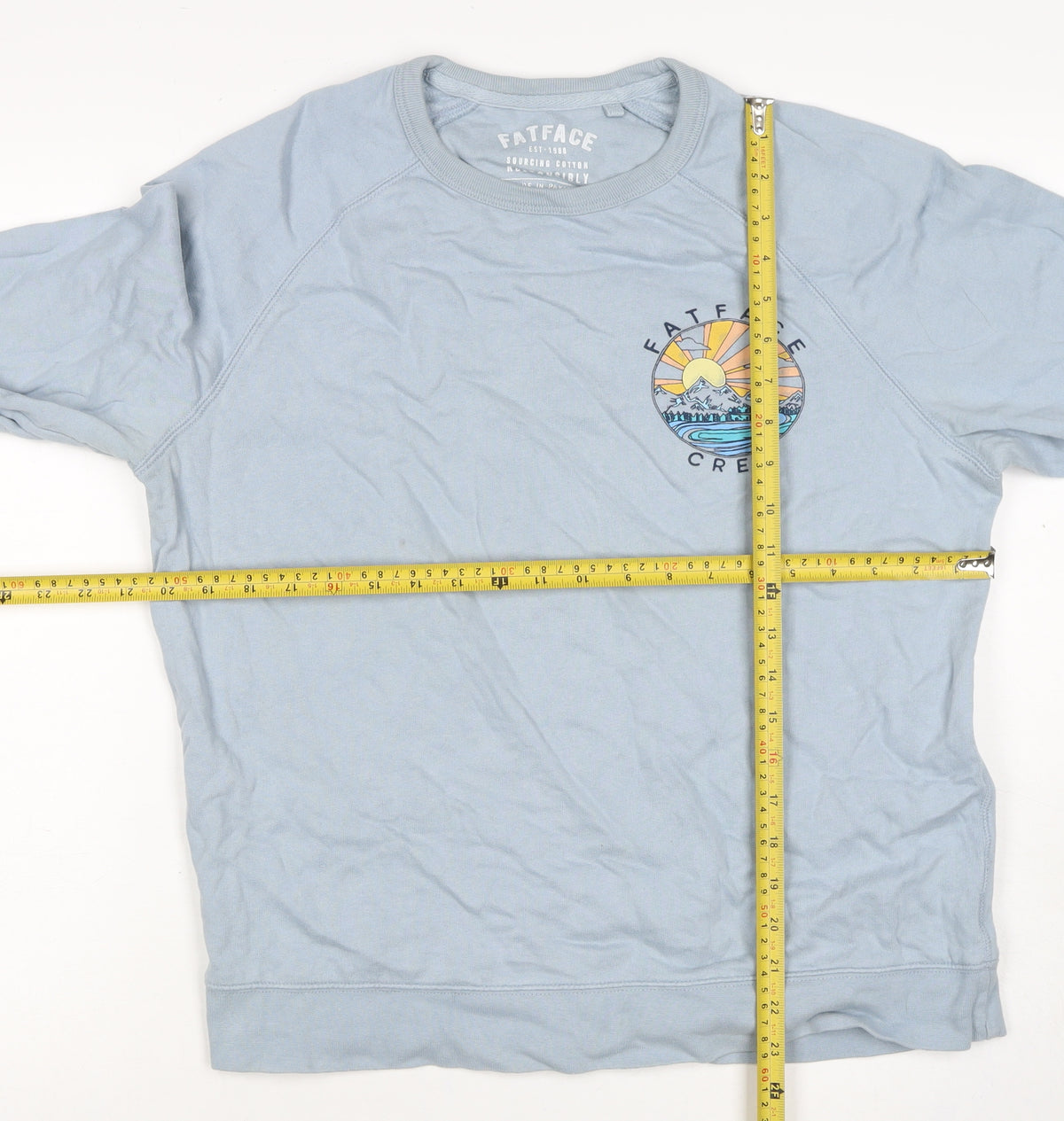 FatFace Men’s Blue S Graphic Logo Crew Neck Pullover Sweatshirt