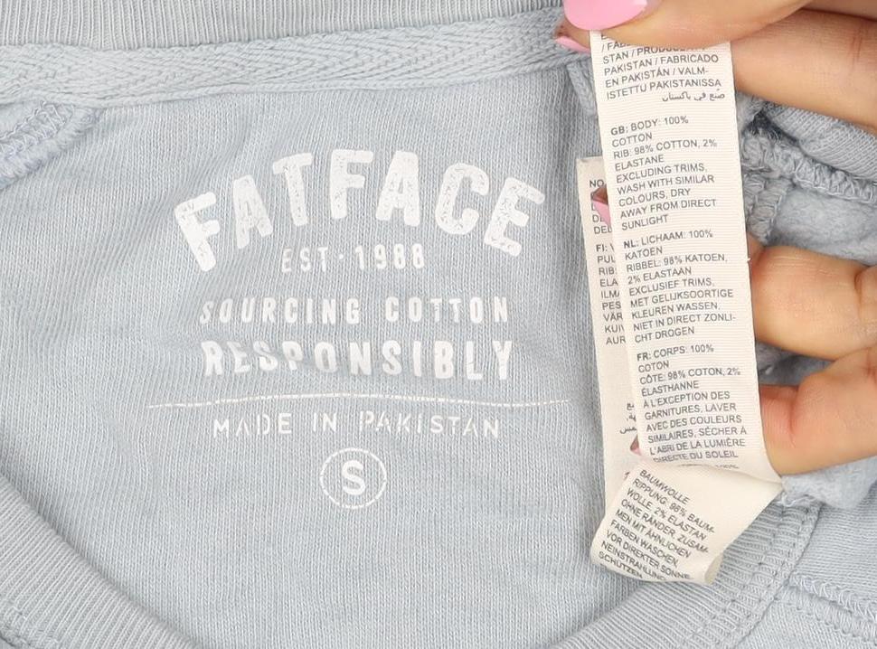 FatFace Men’s Blue S Graphic Logo Crew Neck Pullover Sweatshirt