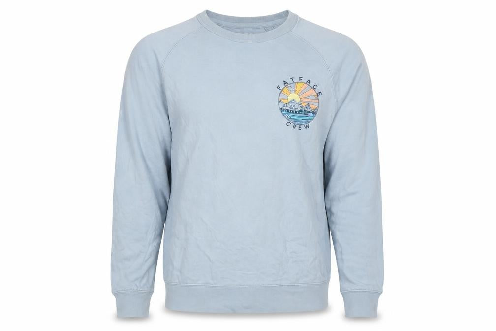 FatFace Men’s Blue S Graphic Logo Crew Neck Pullover Sweatshirt