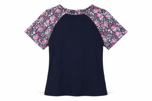 Oasis Women’s Navy Floral Raglan Short Sleeve Jersey Top UK 10