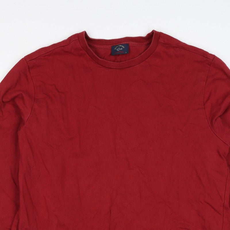 Paul & Shark Men’s Red XL Crew Neck Cotton Pullover Sweatshirt Logo