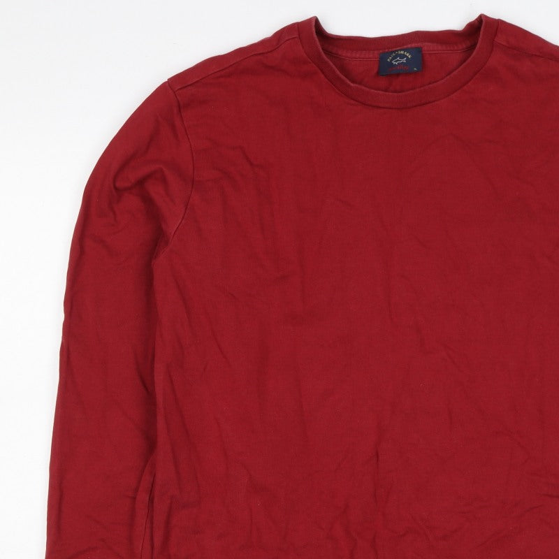 Paul & Shark Men’s Red XL Crew Neck Cotton Pullover Sweatshirt Logo
