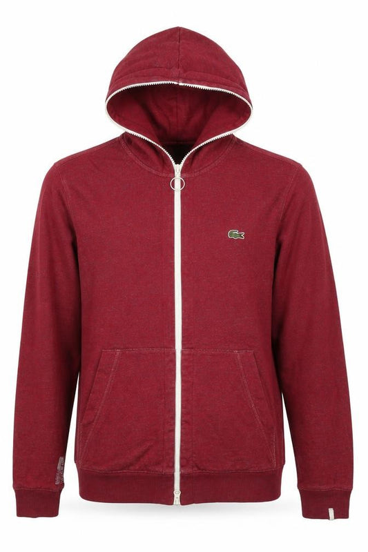 Lacoste Live Men’s Red M Full Zip Hooded Logo Hoodie