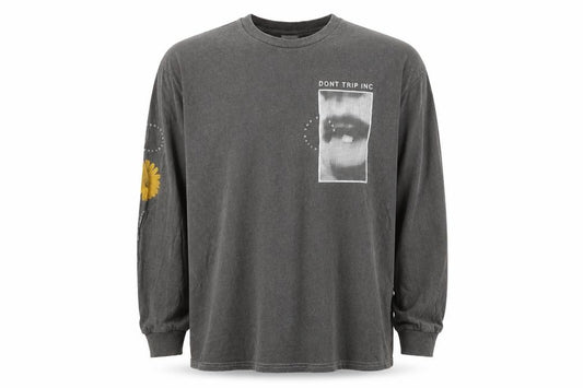 UNIF Men’s Grey XL Long Sleeve Graphic Flower T-Shirt