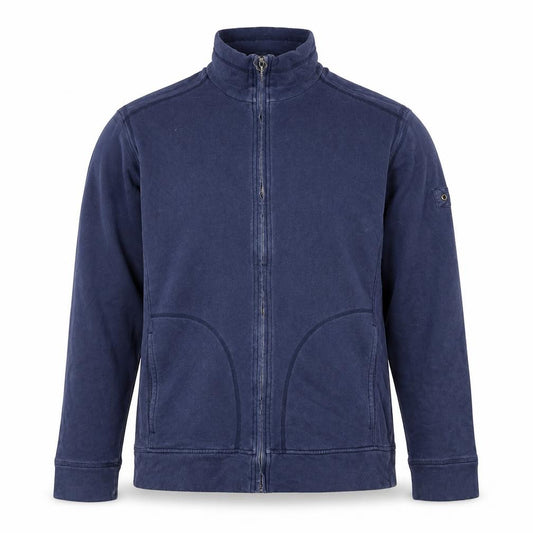 Marks & Spencer Men Blue M Full Zip High Neck Cotton Sweatshirt