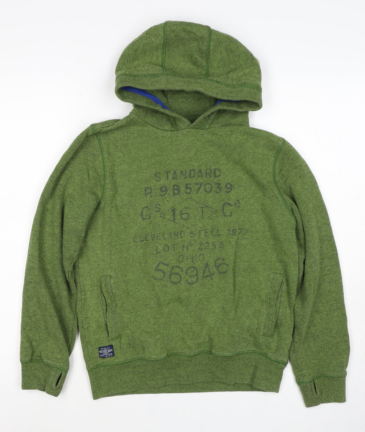 Next Boys Green 11 Years Pullover Hoodie Graphic Print Cotton Blend