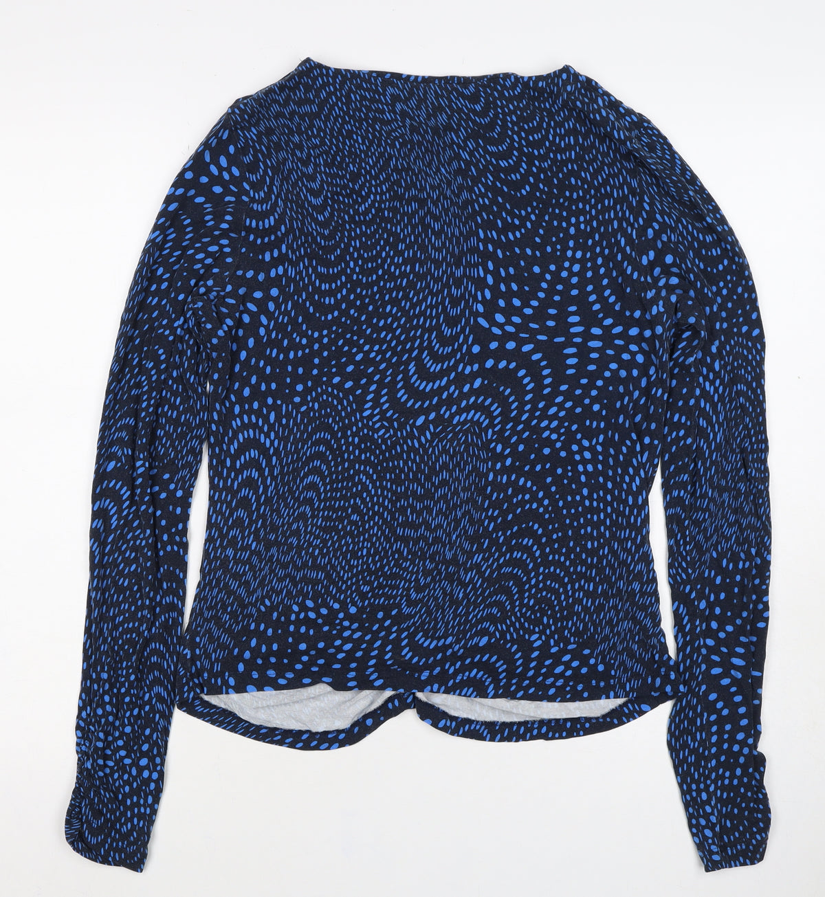 Phase Eight Women’s Blue Geometric Wrap Ruffle Blouse UK 16