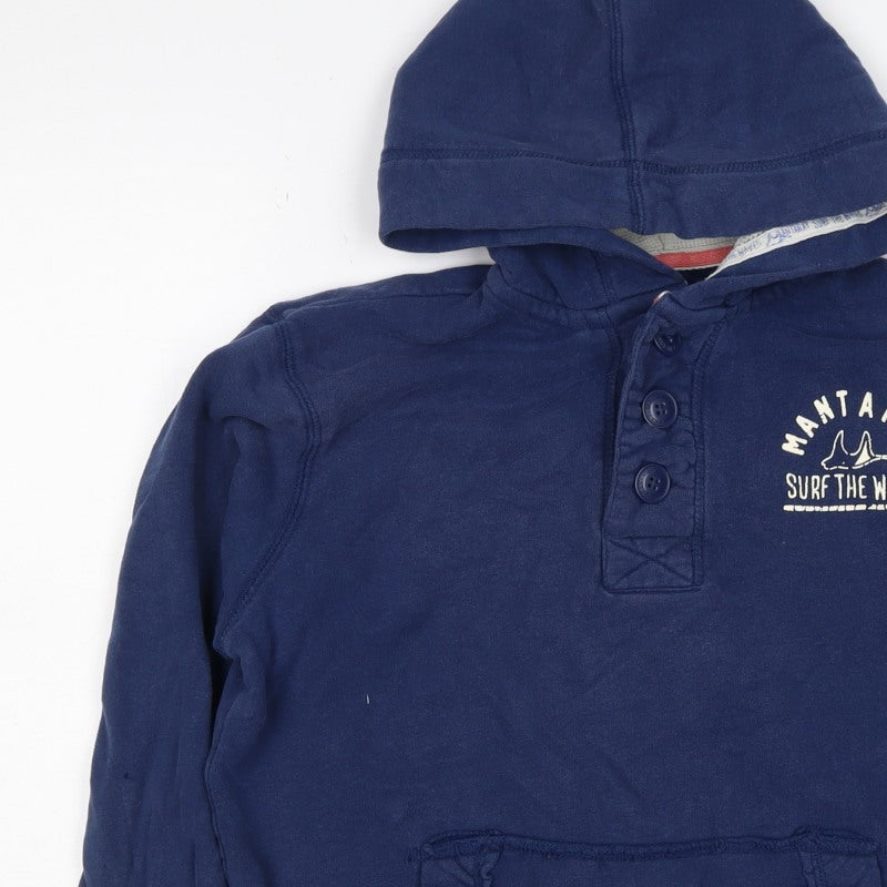 Mantaray Boys Blue 11-12 Years Pullover Hooded Henley Sweatshirt