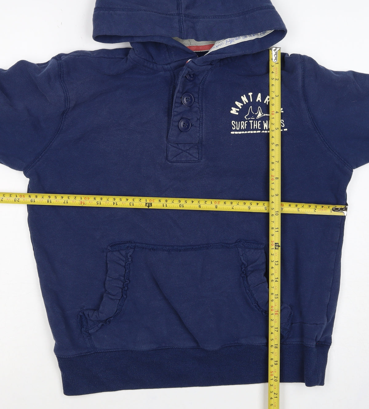 Mantaray Boys Blue 11-12 Years Pullover Hooded Henley Sweatshirt