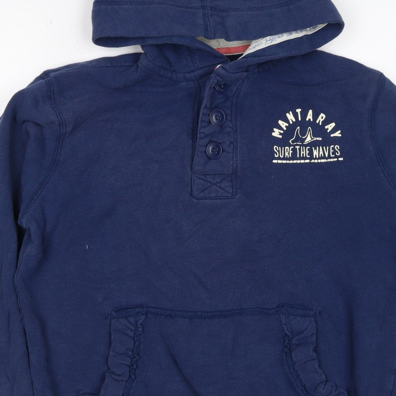 Mantaray Boys Blue 11-12 Years Pullover Hooded Henley Sweatshirt
