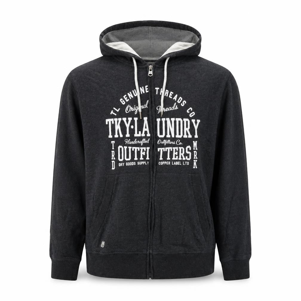 Tokyo Laundry Men’s Grey L Full Zip Graphic Logo Hoodie