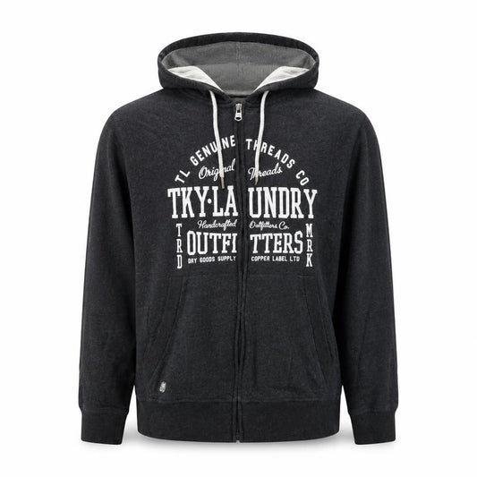 Tokyo Laundry Men’s Grey L Full Zip Graphic Logo Hoodie