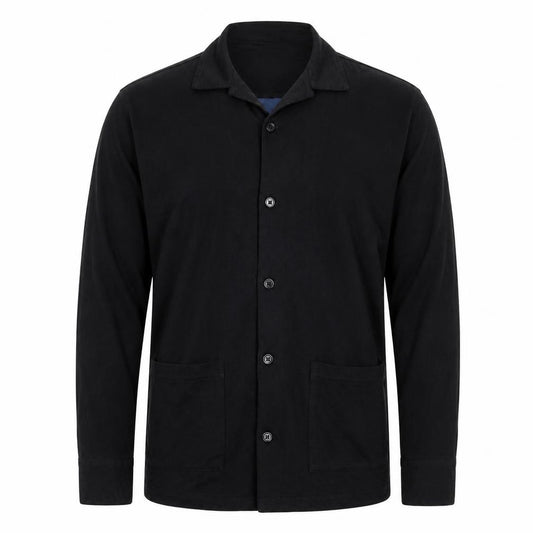 Majestic Filatures Men’s Black S Cotton Cashmere Button Knit Polo