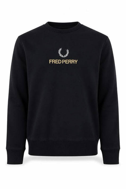 Fred Perry Men’s Black M Crew Neck Logo Graphic Pullover Sweatshirt