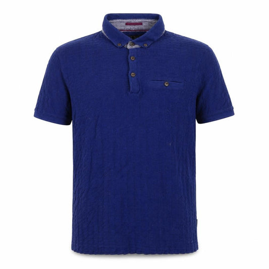 Ted Baker Men's Blue M Short Sleeve Button-Down Cotton Modal Polo Shirt