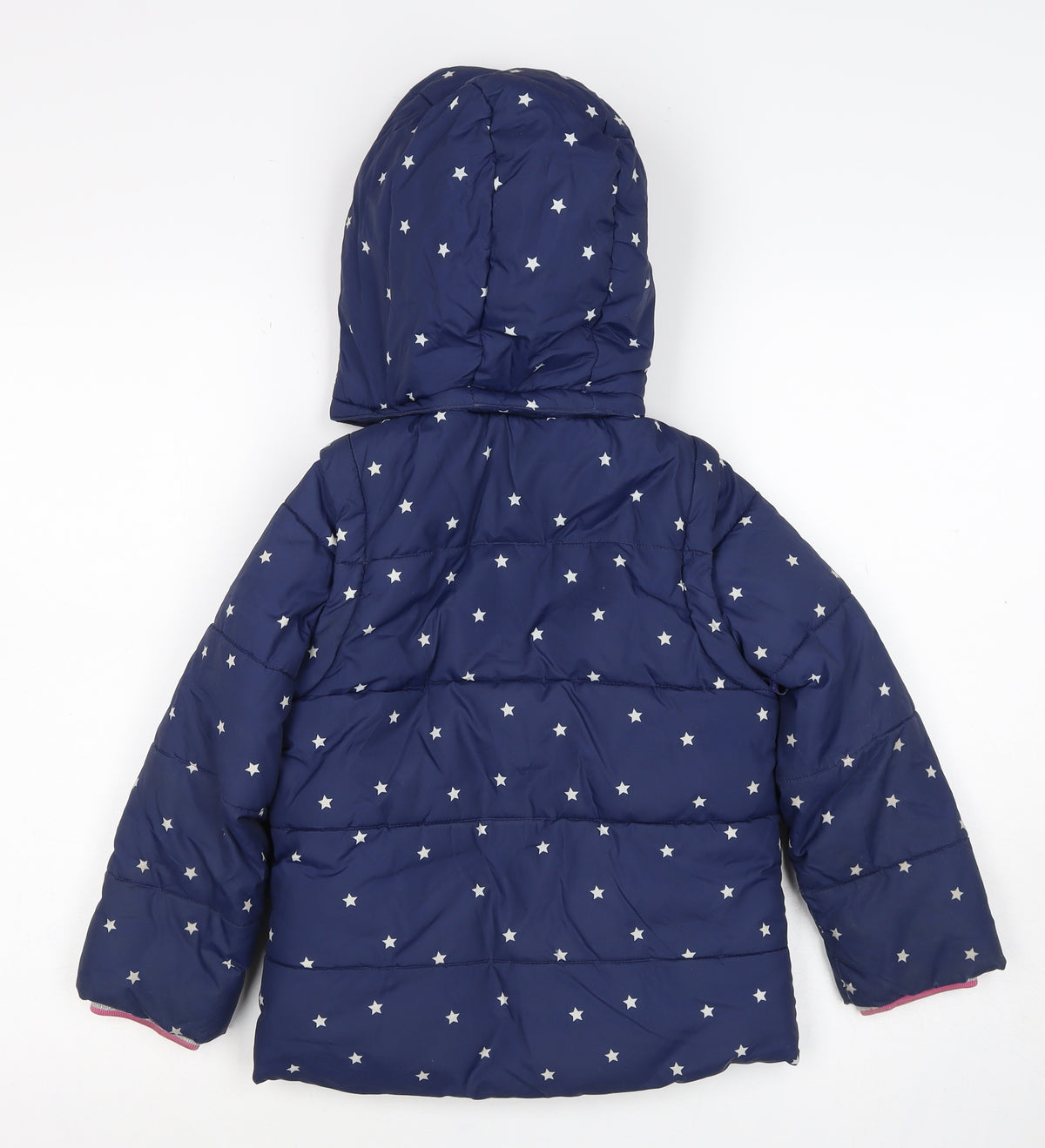 Mini Boden Girls Blue Star Puffer Jacket 5-6 Years Hooded Lined